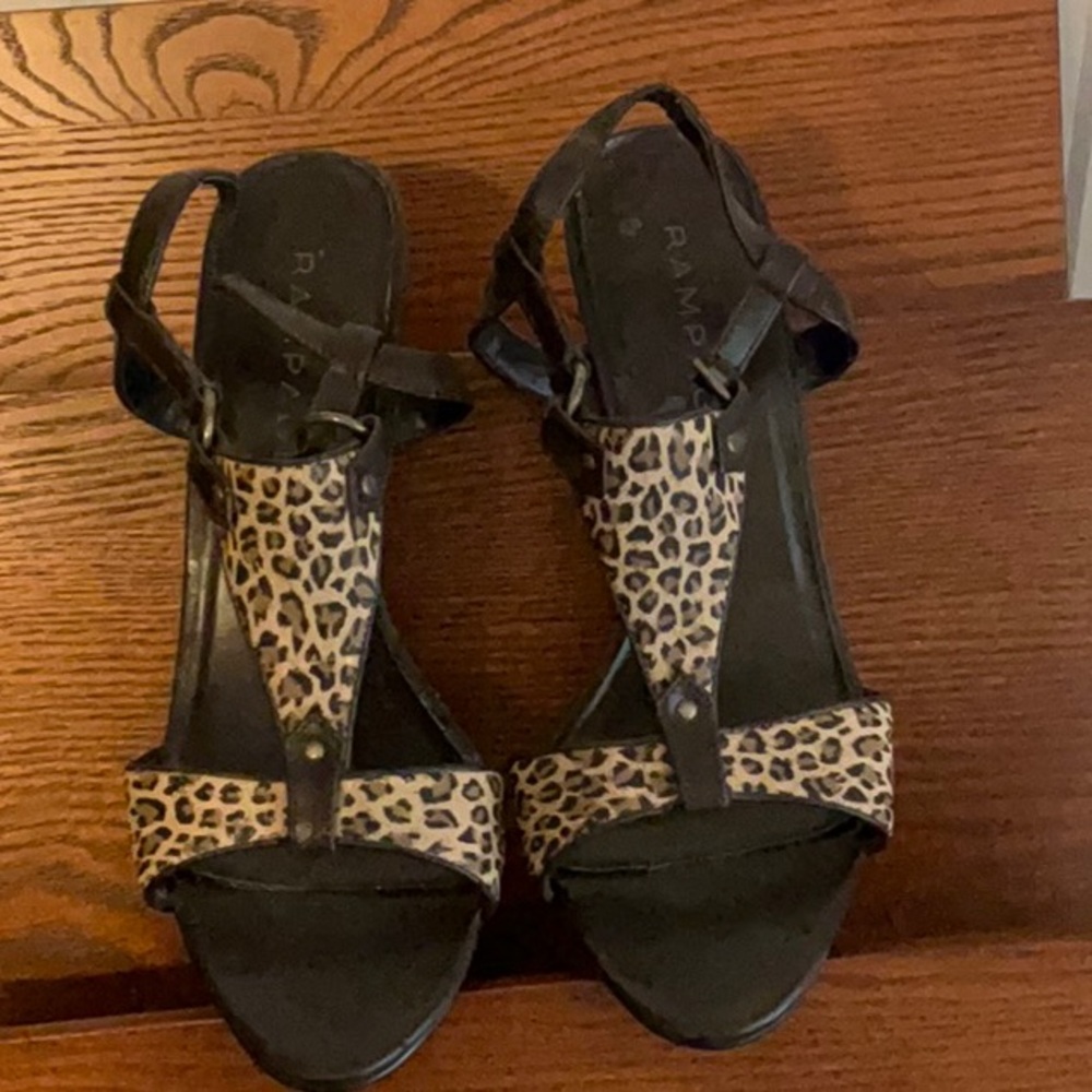 Rampage Black and Brown Heels with Ankle Straps